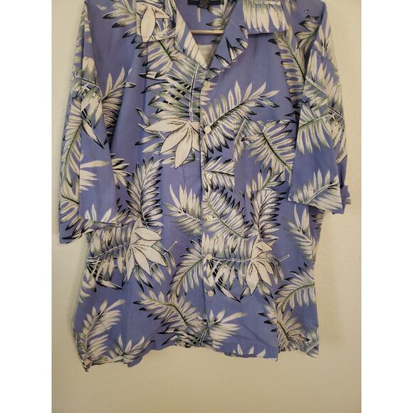 Vintage Fizz Mens Large Short Sleeve Button Down Hawaiian Floral Print Blue - Picture 4 of 9